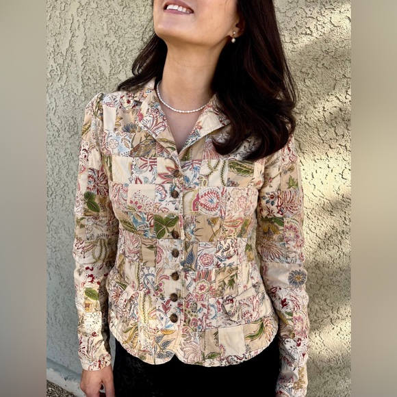Polo Jeans Co. Jackets & Blazers - Polo Jeans Co.Patchwork fitted Coat jacket 100% cotton Sz M Women’s